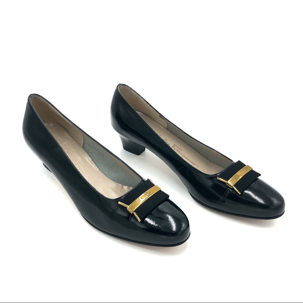 Salvatore Ferragamo Vintage Logo Buckle Bow Pump.